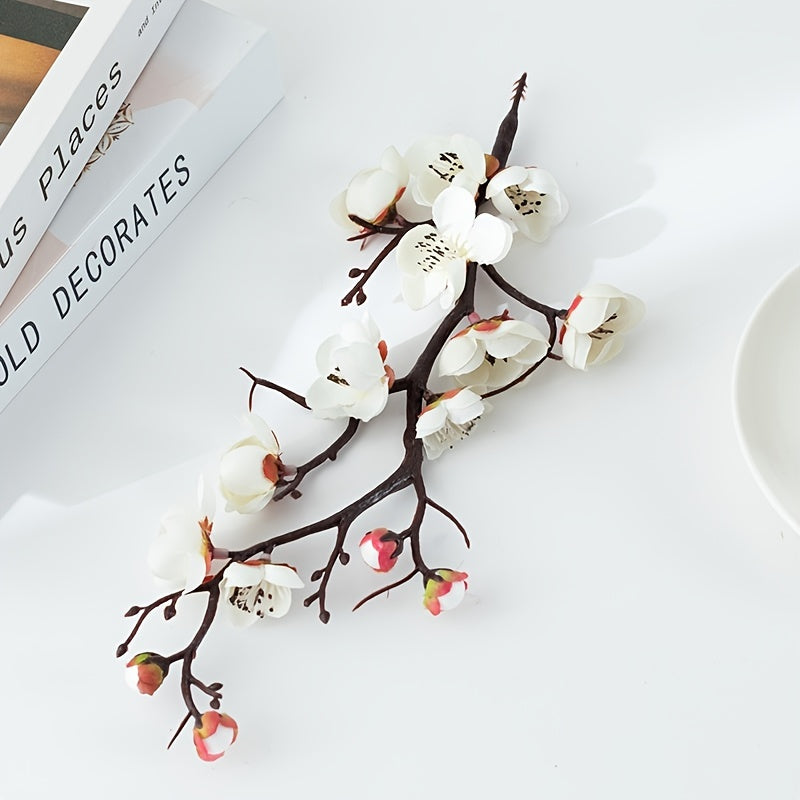 1pc Silk Cloth Plum Blossom, Artificial Flower Branches, Artificial Flower Stem