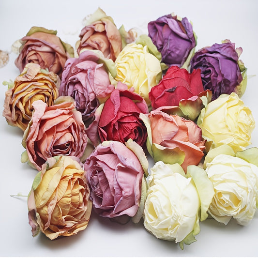 3pcs Mixed Color Rose Heads, Simulation Rose Artificial Flower Silk DIY Handmade Flower For Wedding Gift Box Decoration Accessories