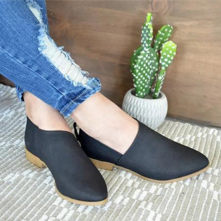 Women PU Ankle Boots Simple Comfort Classic Slip On Shoes *