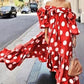 Off-shoulder Polka Dot Maxi Dress For Women