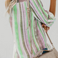 Casual Striped Patchwork Turndown Collar Tops(8 colors)