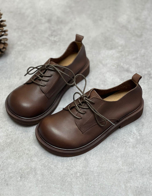 Soft Leather Lace-up Comfortable Wide Toe Box Shoes