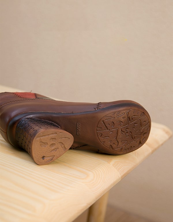Retro Leather Handmade Chunky Women's Boots
