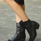 Real Leather Handmade Chunky Heels Boots