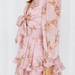 Fashion Elegant Floral Flounce Strap Design V Neck Dresses
