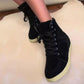 Women's Lace-up Wedge Heel Boots**
