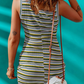 Casual Striped Split Joint O Neck Sleeveless Two Pieces(6 colors)