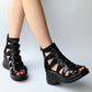 Retro Rome Style Ankle Strappy Wedge Sandals 34-41