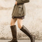 Real Leather Handmade Buckle Strap Winter Knee High Boots