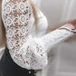 Elegant Solid Lace Hollowed Out Buckle Mandarin Collar Tops