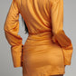 Elegant Solid Fold Shirt Collar Irregular Dress Dresses(6 Colors)