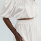 Elegant Solid Fold Asymmetrical Off the Shoulder Half Sleeve Two Pieces