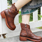 Retro Leather Women's Cowboy Short Boots