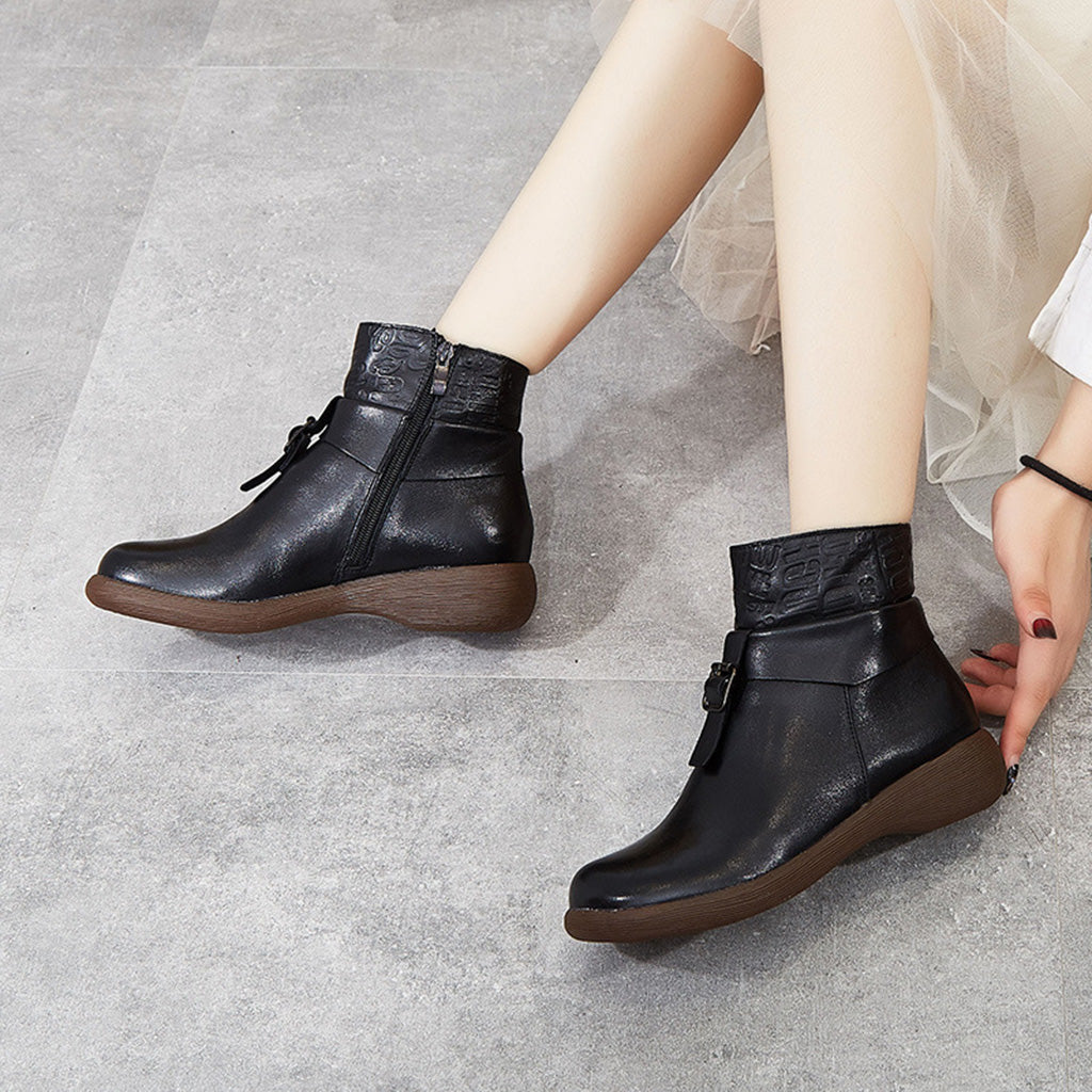 Retro Handmade Casual Leather Short Boots | Gift Shoes