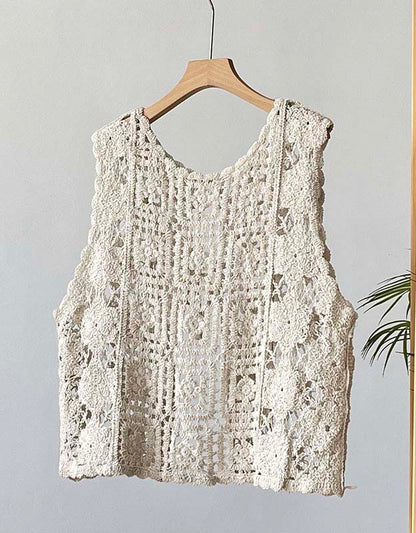 Retro Crochet Hollow-out Outwear Vest