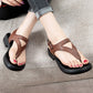 Summer Retro Leather Flip Flops Sandals
