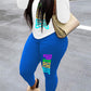 Blue Casual Sportswear Print Patchwork O Neck Long Sleeve Two Pieces