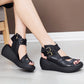 Summer Ankle Double Buckles Wedge Sandals