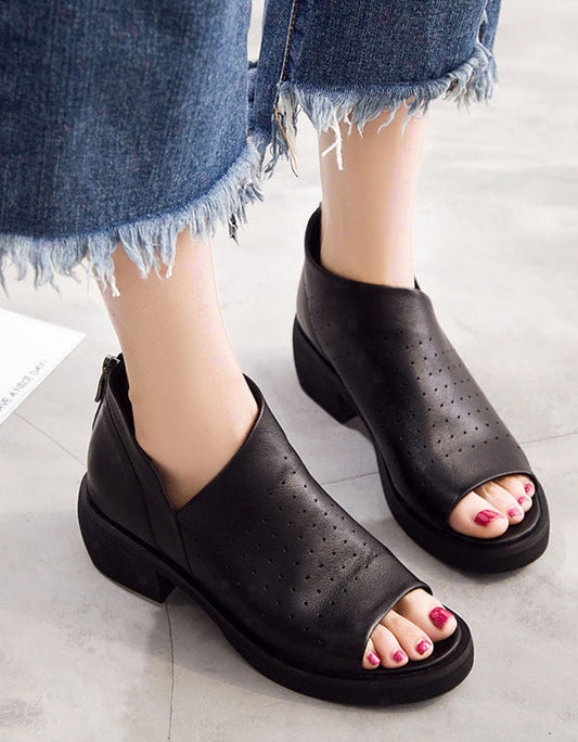 Summer Fish Toe Leather Sandals