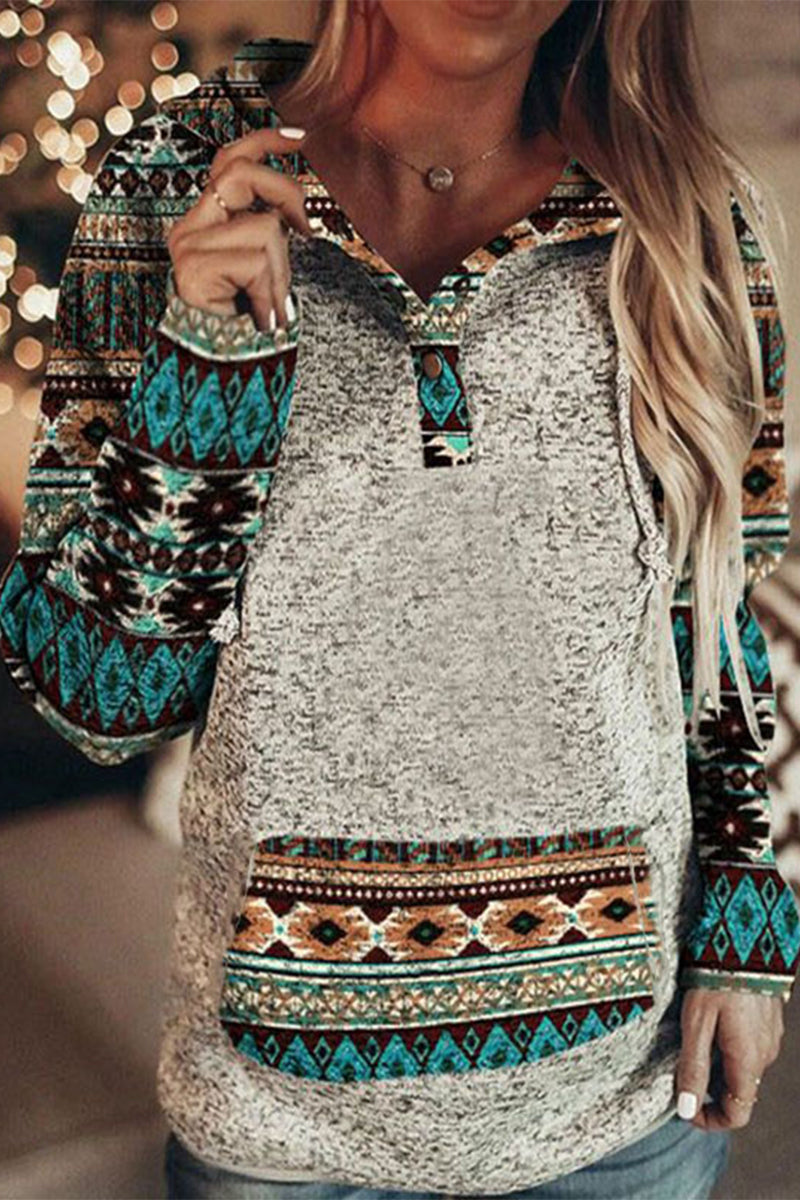 Casual Sweet Printing Hooded Collar Tops