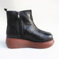 Retro Leather Winter Fur Inside Wedge Boots | Gift Shoes