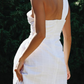 Fashion Casual Solid Backless Strap Design Oblique Collar Irregular Dress Dresses