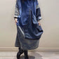 Stitching Large Pockets Loose Hooded Denim Overall Dress