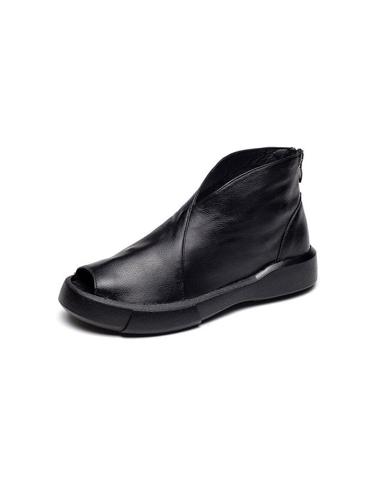 Retro Leather Fish Toe Women's Sandals Boots
