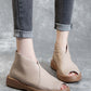 Retro Leather Fish Toe Women's Sandals Boots
