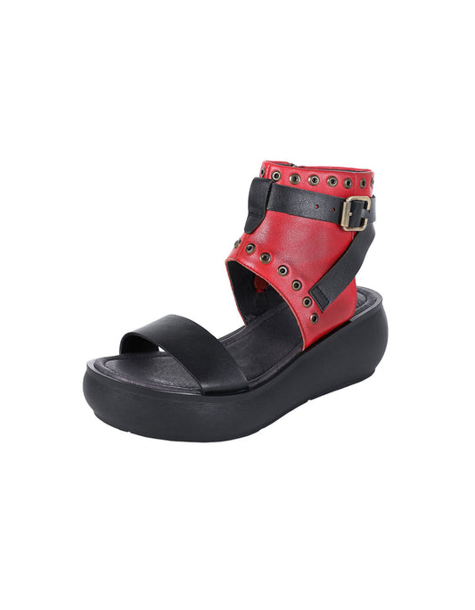 Summer Leather Platform Sandals Boots