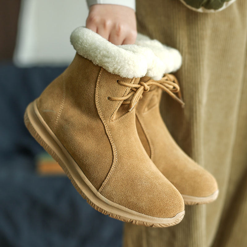 Suede Lace-up Comfortable  Winter Snow Boots