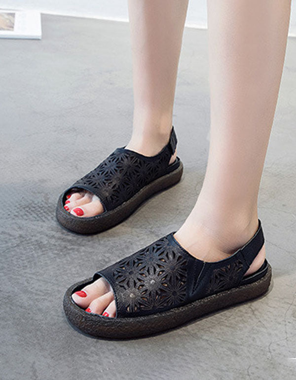 Summer Hollow Open Toe Slingback Flat Sandals