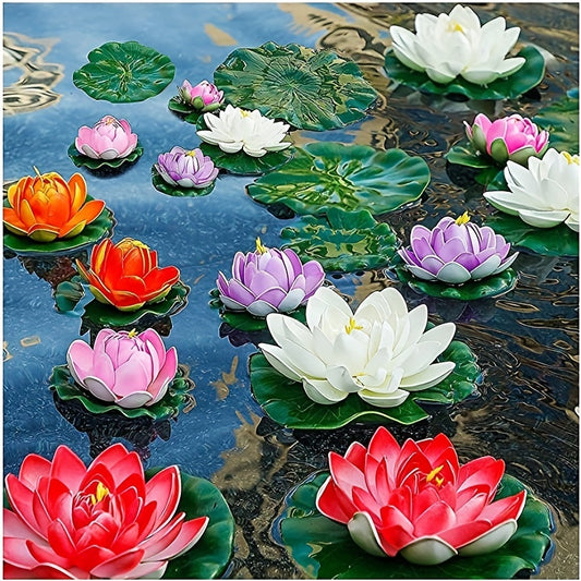 6pcs Artificial Water Lily Simulation Plants - Perfect for Garden Ponds
