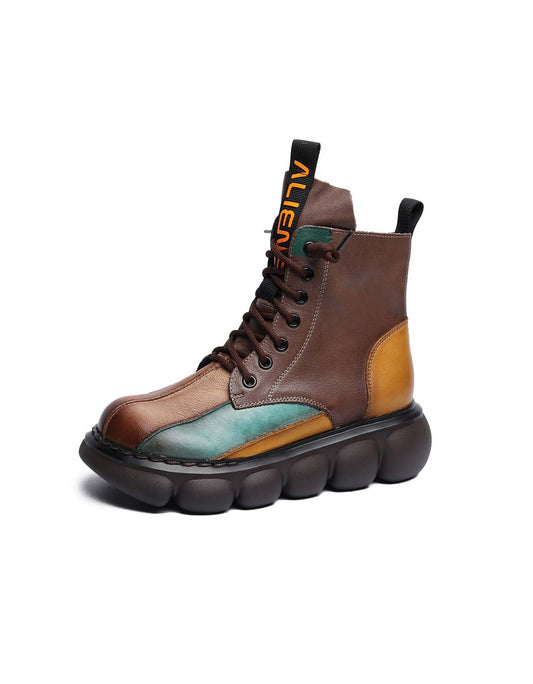 Splicing Leather Non-slip Waterproof Platform Boots