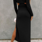 Elegant Solid Hollowed Out Slit V Neck Pencil Skirt Dresses