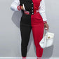 Black Red Fashion Casual Solid Patchwork Long Sleeve Two Pieces
