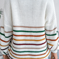 Casual Striped Split Joint V Neck Tops Sweater