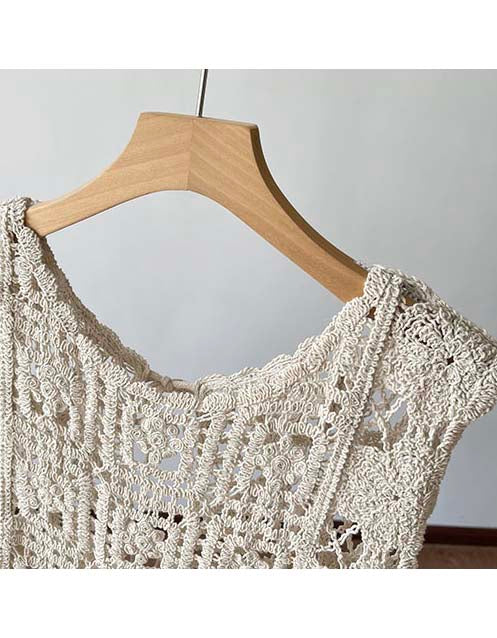 Retro Crochet Hollow-out Outwear Vest