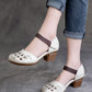 Spring Retro Leather Handmade Woven Chunky Sandals