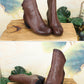 Real Leather Handmade Chunky Heels Boots