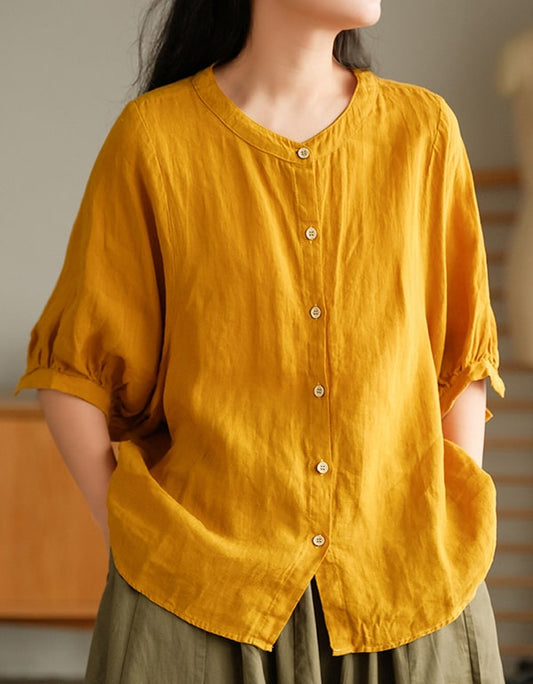 Spring Women's Lantern-sleeve Linen Shirt