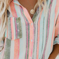 Casual Striped Patchwork Turndown Collar Tops(8 colors)