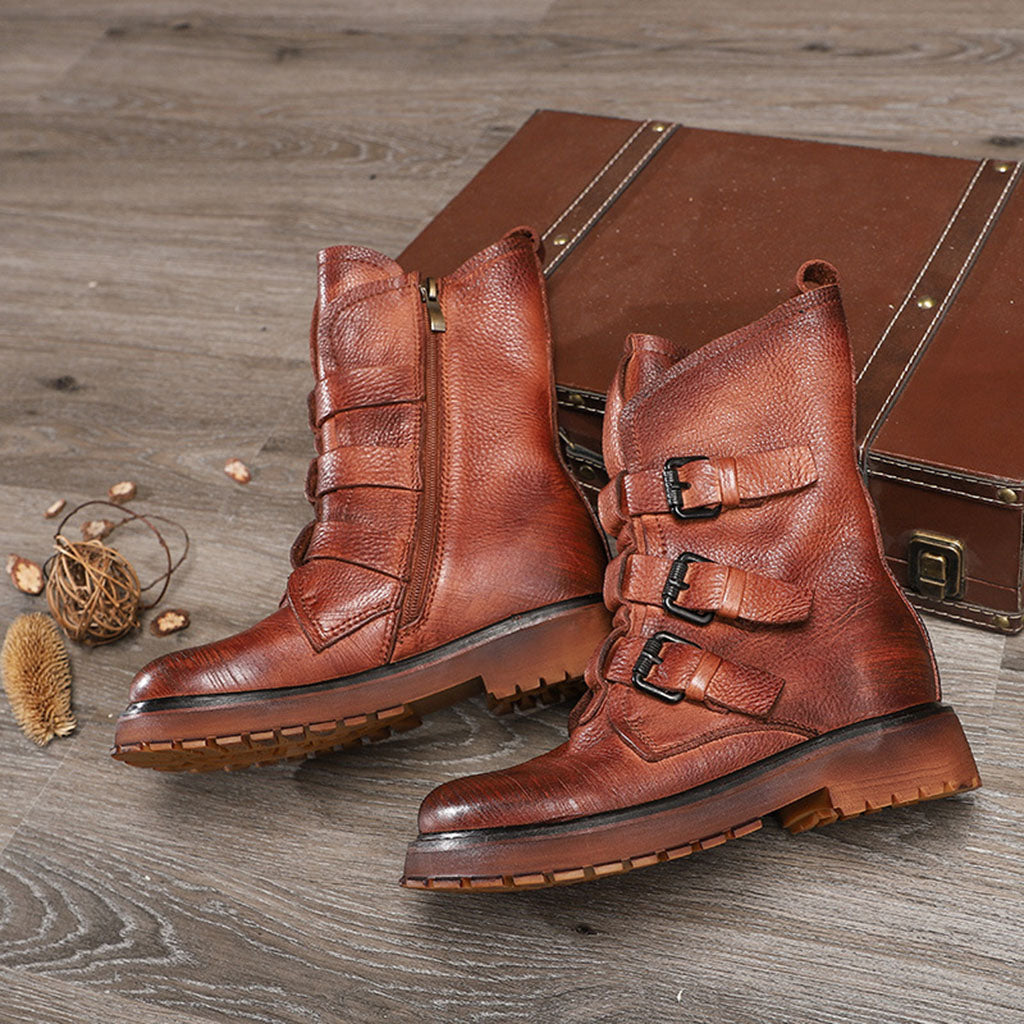 Real Leather Buckles Comfortable Winter Boots