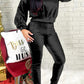Black Fashion Casual Solid Basic O Neck Long Sleeve Two Pieces