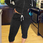 Black Gray Sportswear Solid Patchwork Hooded Collar Long Sleeve Two Pieces