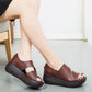 Summer Retro Leather Holiday Wedge Sandals