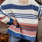 Fashion Casual Street Striped Patchwork O Neck Tops