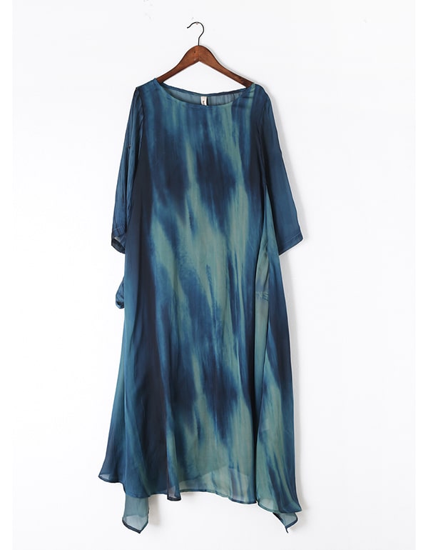 Summer Printed Silk Two-piece Maxi Dress