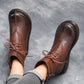 Retro Leather Velvet Platform Boots | Gift Shoes