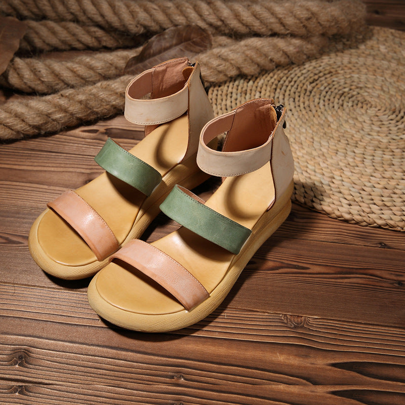 Summer Handmade Retro Wedge Strappy Sandals
